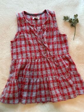 Anthropologie | EUC - Pilcro x Letterpress - Blue & Red Checkered Top - Size XS